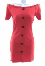 Love J Junior's Off The Shoulder Coral Bodycon Short Sleeve Dress Size Large