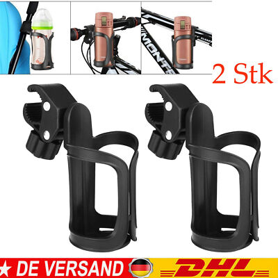 2X Universal Getränkehalter Flaschen Becher Halter Für Kinderwagen Fahrrad Haken