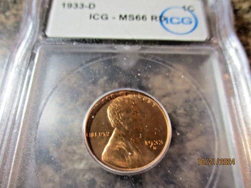 1933-D LINCOLN WHEAT CENT ICG MS66 RD   104