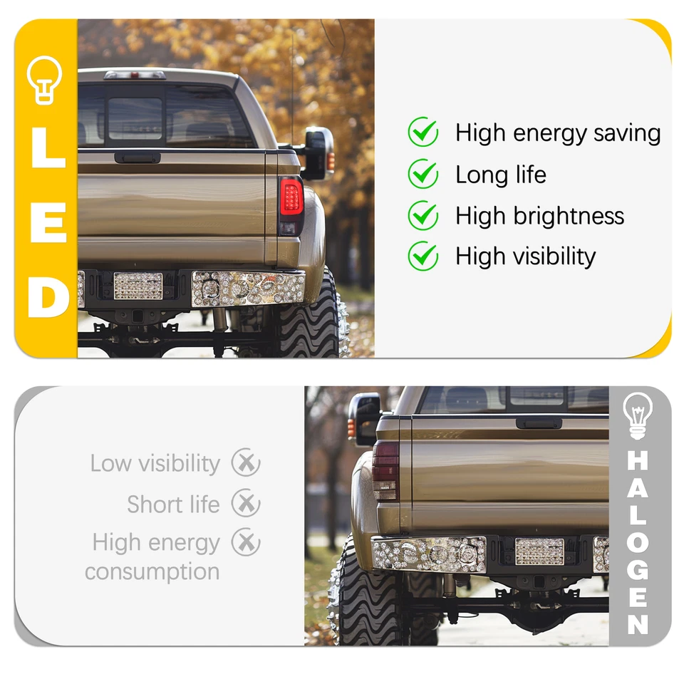 Lâmpada de freio traseira tubo LED fumaça preta para 1997-03 Ford F150 99-07 F250 F350 - Imagem 3 de 4