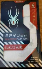 Men's Spyder Pro Cotton 4 Pack Ribbed Tank Tops WHITE NIB NWT $45
