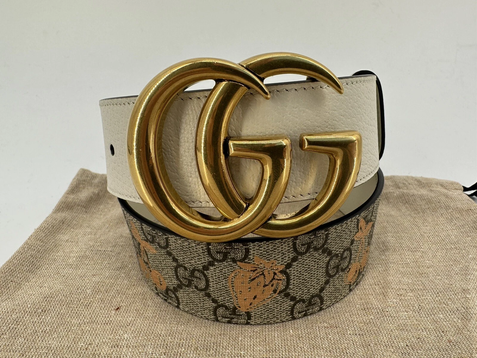 Neuf Luxury Original GUCCI Boucle Ceinture Cuir Femme GG  400593   Taille 75 cm.