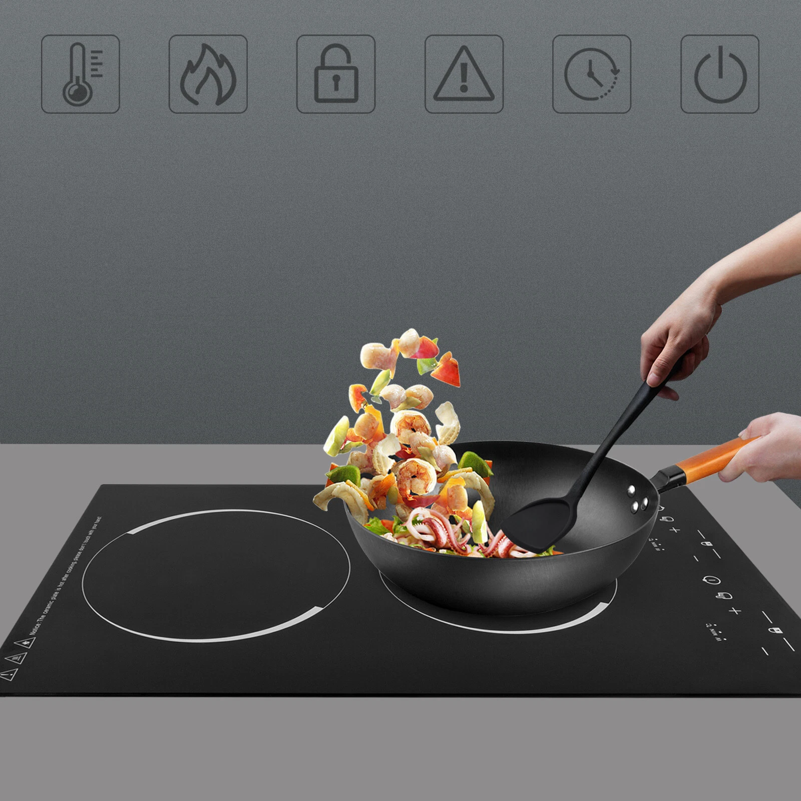 2 Burner Induction Cooktop Induction Cooker Kitchen Electric Cooking Stove 4000W