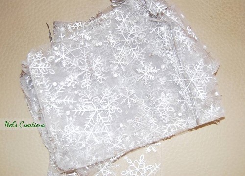 Snowflakes Organza Bag Sheer Bags Jewellery Wedding Candy Packaging Gift 50/100 - Picture 6 of 8