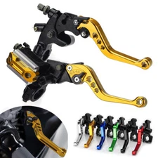 Universal Motorcycle 7/8" CNC Brake Clutch Levers Master Cylinder Reservoir Kits