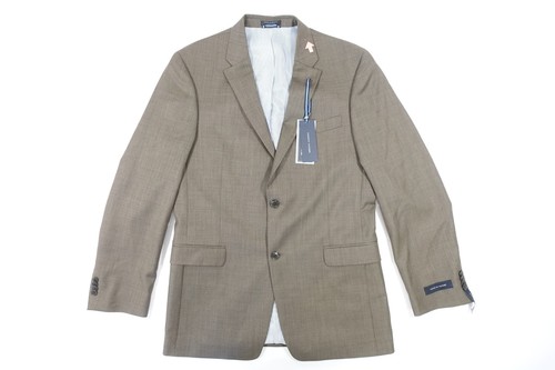 TOMMY HILFIGER BROWN 40 LONG 100% WOOL TAILORED TRIM BLAZER SPORT COAT DEFECT - 第 1/9 張圖片