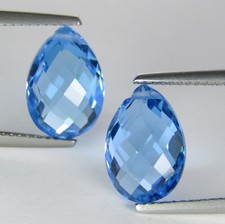 9.50Cts Stunning Natural Swiss Blue Topaz Almond Cut Matching Pair Gemstones