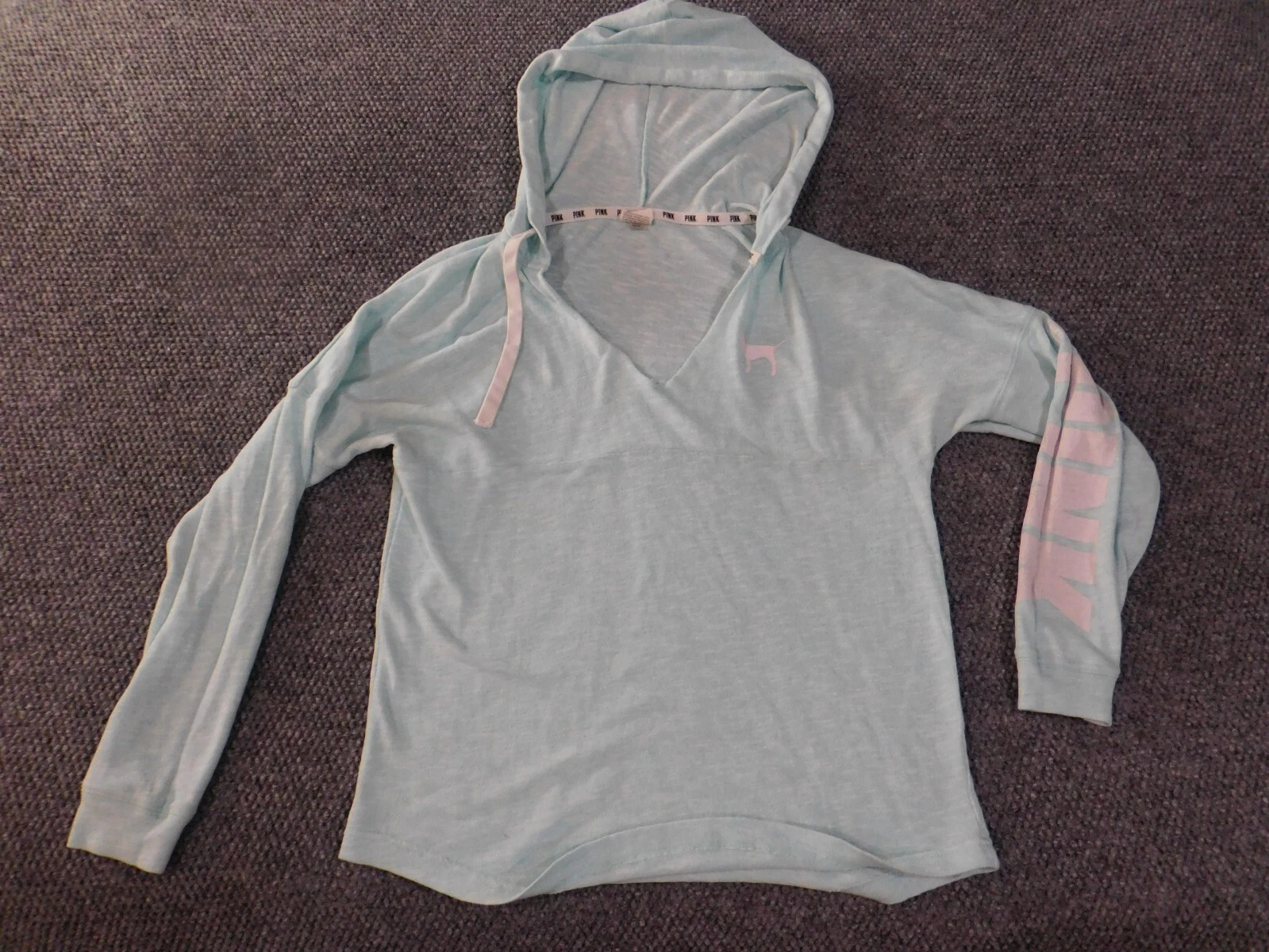 UNDERCOVER Victoria Secret Felpa Rosa con Cappuccio Blu Medio Donna Love Pullover Angelo Elasticizzato