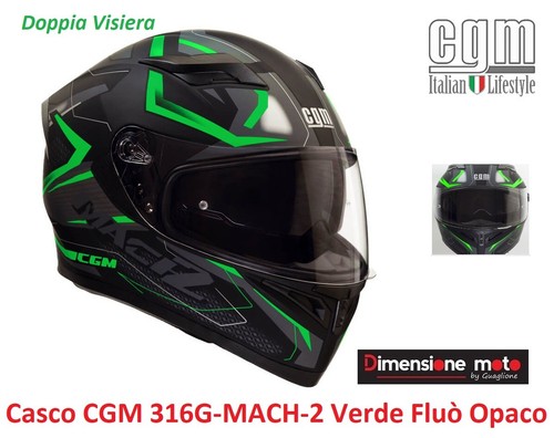 Casco Integrale Doppia Visiera CGM 316G-MACH2 Verde Fluò Opaco Taglia M  57/58 cm | eBay