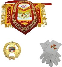 Masonic Royal Arch PHP past High Priest Apron, Collar Chain, Jewel gloves set