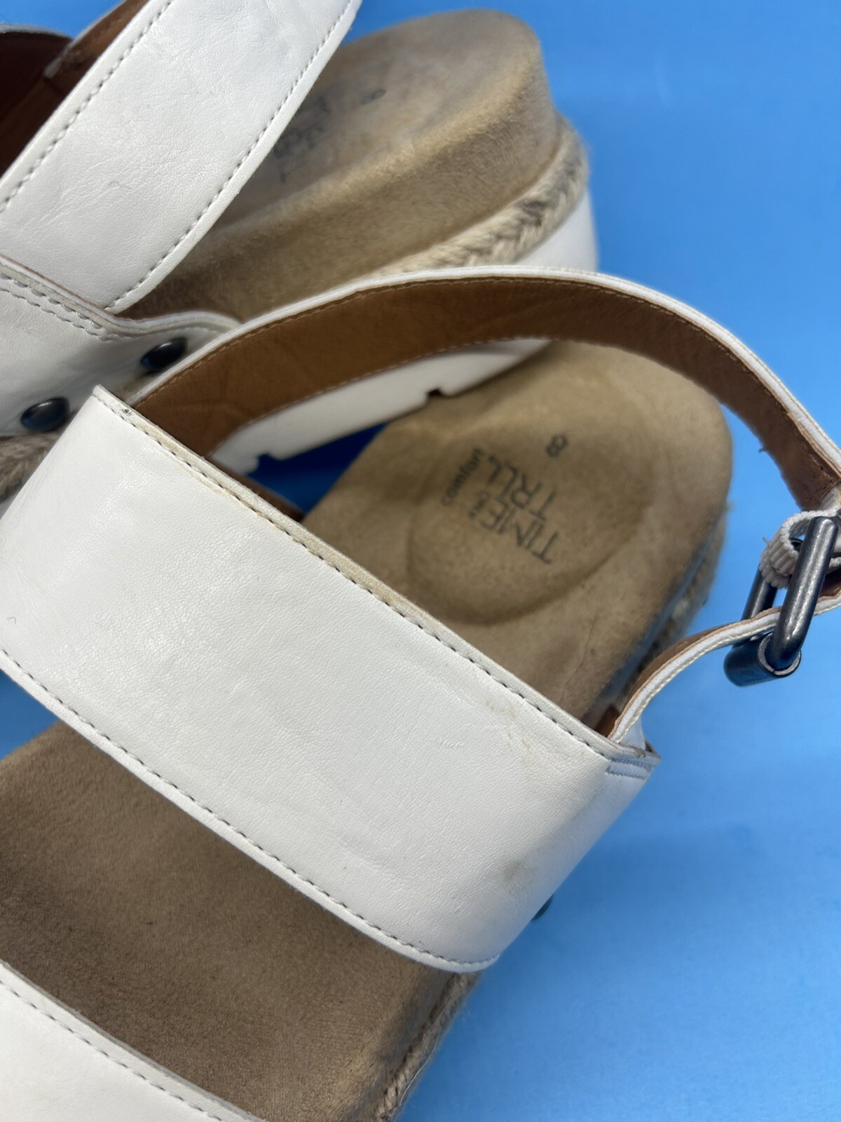 APL Time and Tru sandalo donna tg 8 bianco fibbia regolabile flatform cinturino alla caviglia