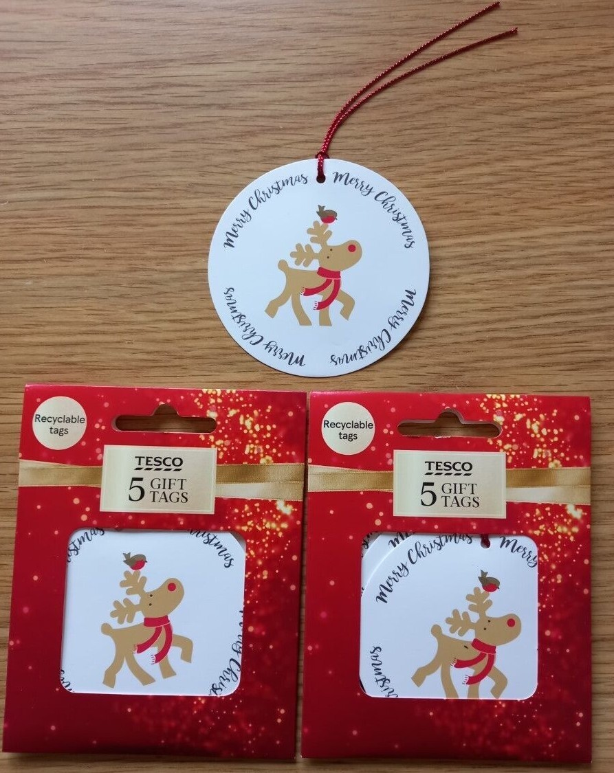 10 x Christmas Recyclable Gift Tags 6 Designs Tesco (2 packs of 5) eBay