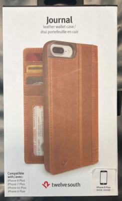 Twelve South Journal for iPhone 8/7/6S/6 PLUS, Wallet Folio Case-Cognac Leather