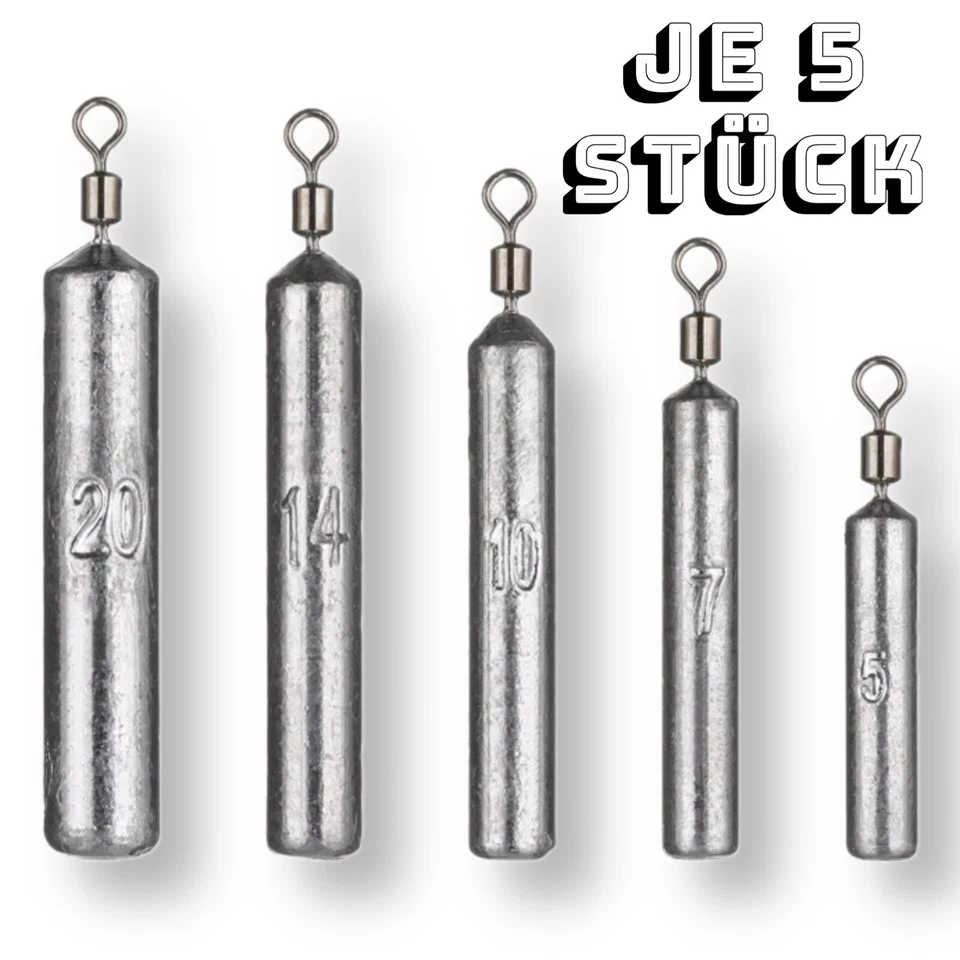 25 Stück Free Rig Blei Set Box 5-20g Drop Shot Stabblei Barsch Raubfisch Angeln - Bild 3 von 4