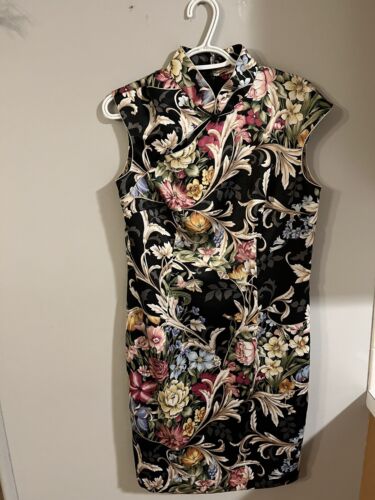 Chinese Party Dress- Floral , Sleeveless , US size 8P, Free Shipping - Afbeelding 1 van 7