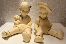 VTG 1940sTODDLER BOY & GIRL Coventry Ware CHALKWARE FIGURINES Bookends Original