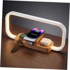 LED Bedside Lamp with Wireless Charger, 3-in-1 Touch Control Table Lamp Large