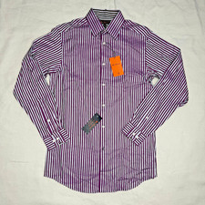 NWT Ben Sherman Men's Dress Shirt 14H Purple White Vertical Stripe Long Sleeve