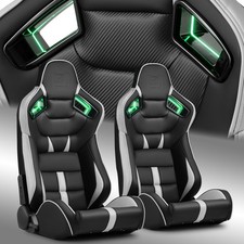 Noen Racer Seriesreclinable Univeral Pvc Racing Seats Pair Blackgray