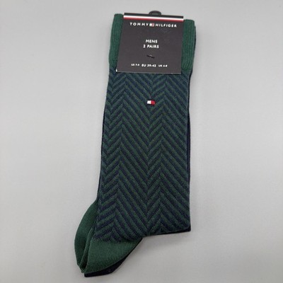Tommy Hilfiger Mens 2 Pairs 39-42 Dark Green Herrensocken
