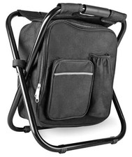 Backpack Stool Cooler Chair Heavy Duty 300 LBS Max Load Portable Black