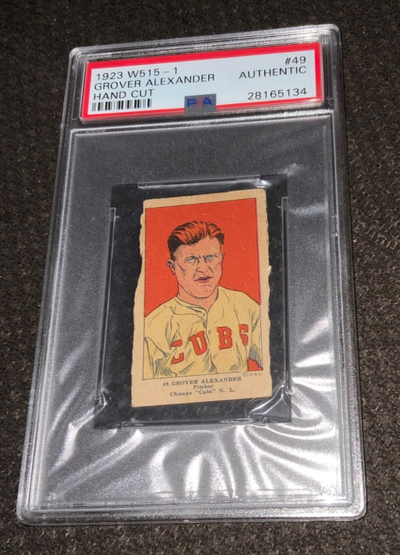 1923 W515-1 #49 Grover Alexander Hand Cut Baseball Card-PSA Authentic-MLB HOF