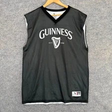 Guiness Basketball Jersey Mens Large Lined Beer Sleeveless Tank Top Shirt Black