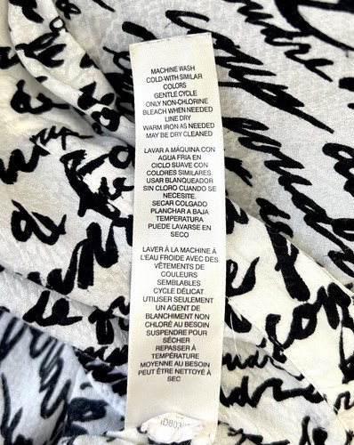 CHICO’S "Love at First Sight" French Script Poet Sleeve Button-Up Shirt Sz0 (4) - Picture 5 of 5