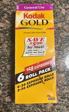 Kodak Gold 200 Colorsharp 24/36 Exposures 35mm Film Roll Expired 2001 6 Pack