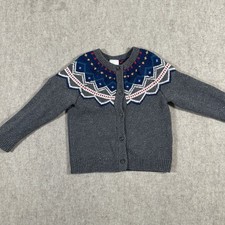 Hanna Andersson Fair Isle Cardigan Sweater 100 Size 4 Gray Multi