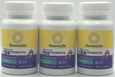 3PK RenewLife Kids Probiotic ~ 30 Chewable Tablets Ea ~ Berry ~ EXP 4/26 & 7/26