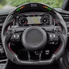 For Volkswagen Mk7 R Gti Golf 2015-2017 Carbon Fiber Led Leather Steering Wheel.