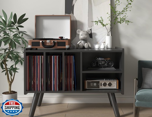Record Player Stand with Vinyl Storage Holds Up to 300lb, Large Record Player - Picture 2 of 5
