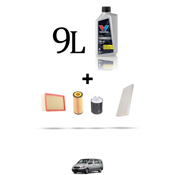 Hoffcar Wartungskit 4 Filter Und 9L ÖL FüR Mercedes Vito II (639) 109 CDI 65KW-image