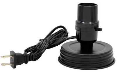 Creative Hobbies DIY Mason Jar Lamp Making Kit E26 Medium Base Socket, Black 