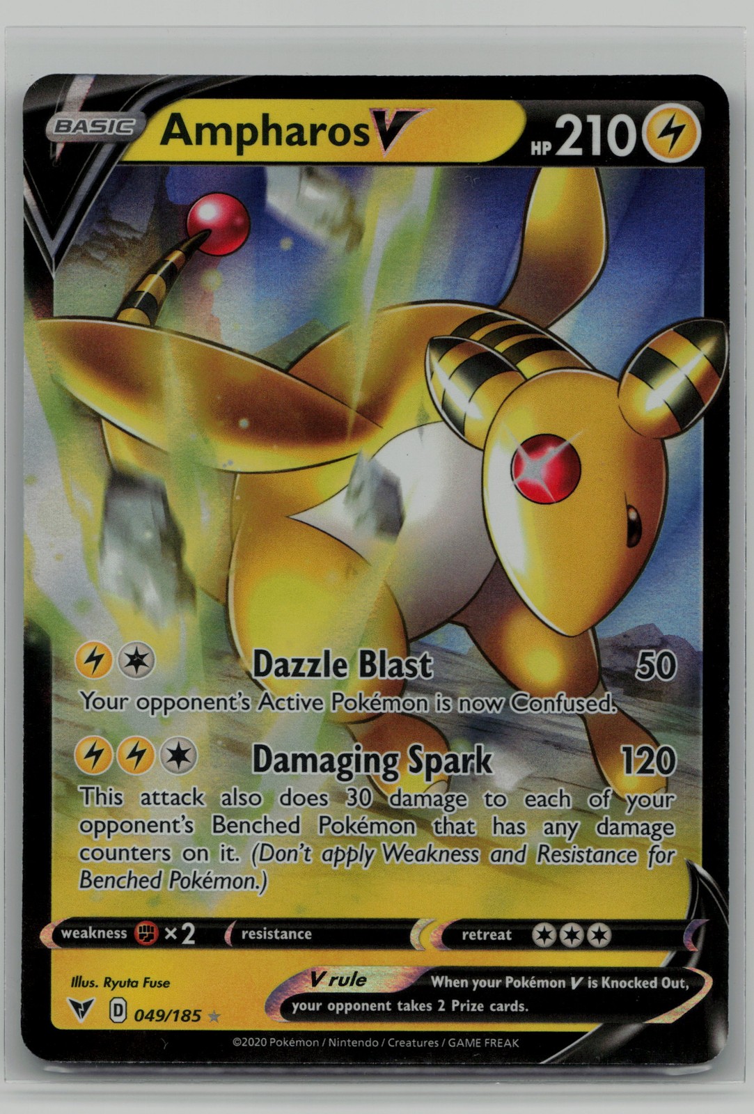 Ampharos V Ultra Rare SWSH04: Vivid Voltage 049/185 NM