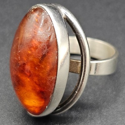 Niels Erik From Denmark 925 Designer Ring Bernstein Silber N.E. FROM RW53