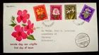 1959 FLOWERS CHARITY SET NIEUW GUINEA ON FDC SENT TO NEDERLAND NETHERLANDS K5