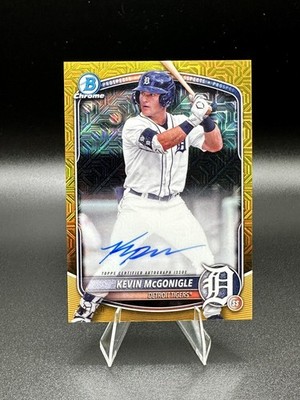 2025 Bowman Kevin McGonigle Chrome Prospect Auto Mega Box Gold /50 Tigers