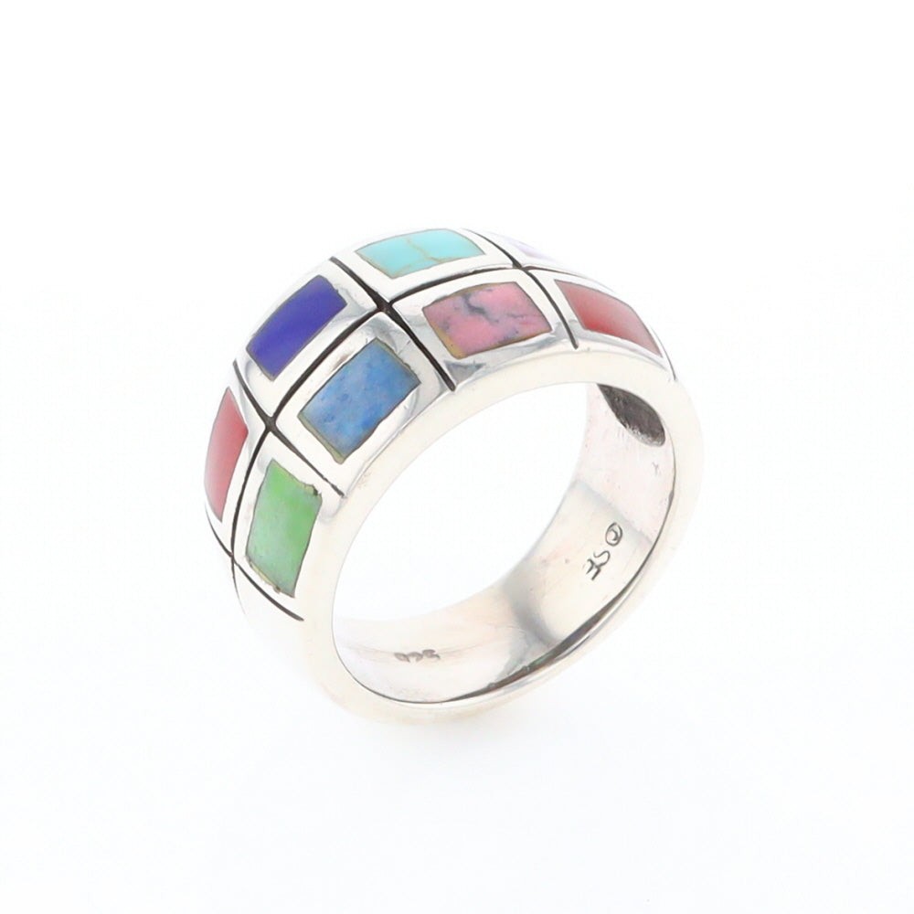 Native Silver Multi Stone Inlaid Ring GV166220 - image 11