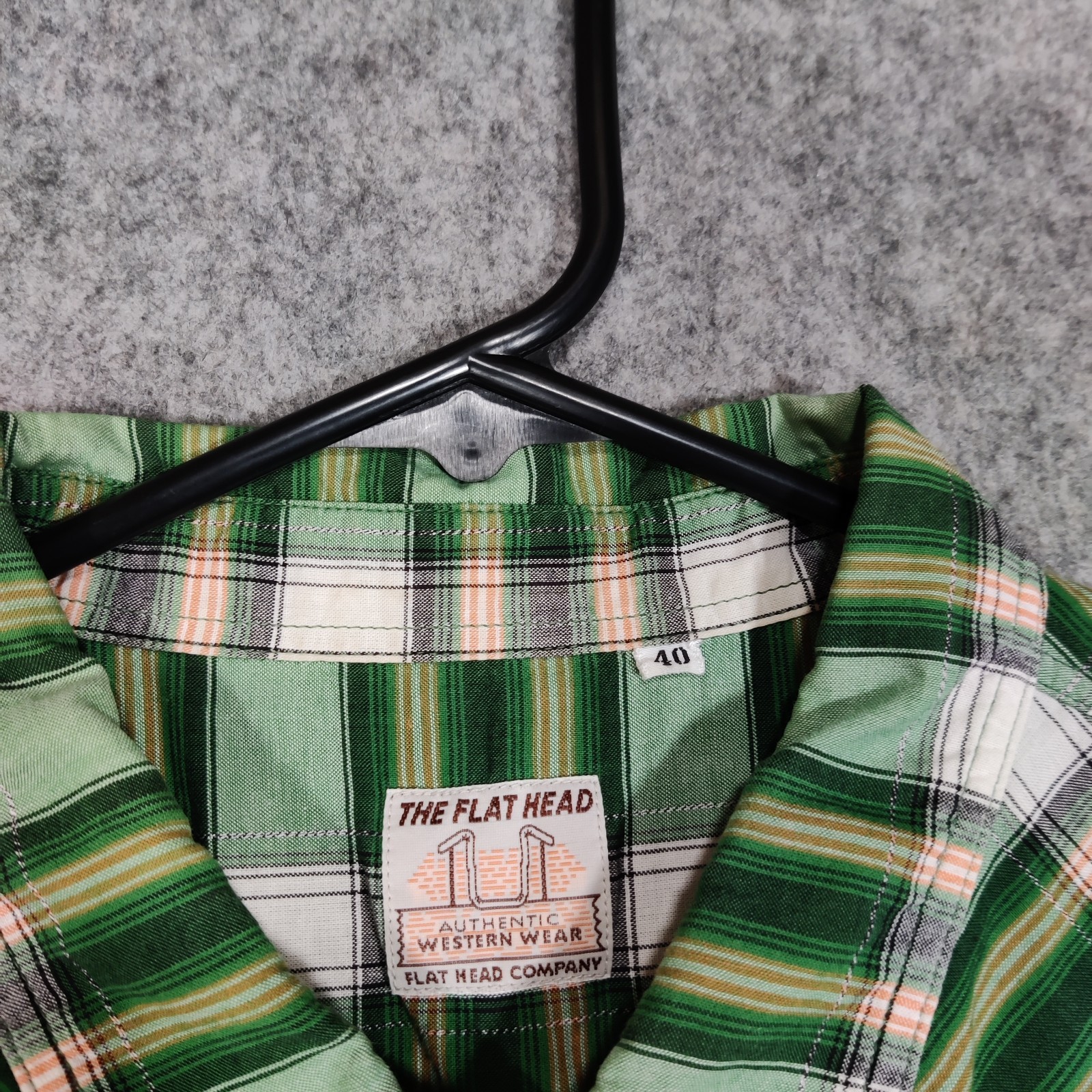 The Flat Head Shirt Size Small Green Snap Plaid Western Heritage Japan Made image 6