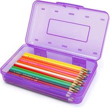 Plastic Translucent Pencil Box,Pencil with Snap-Tight Lid for Pens, Pencils, Sc