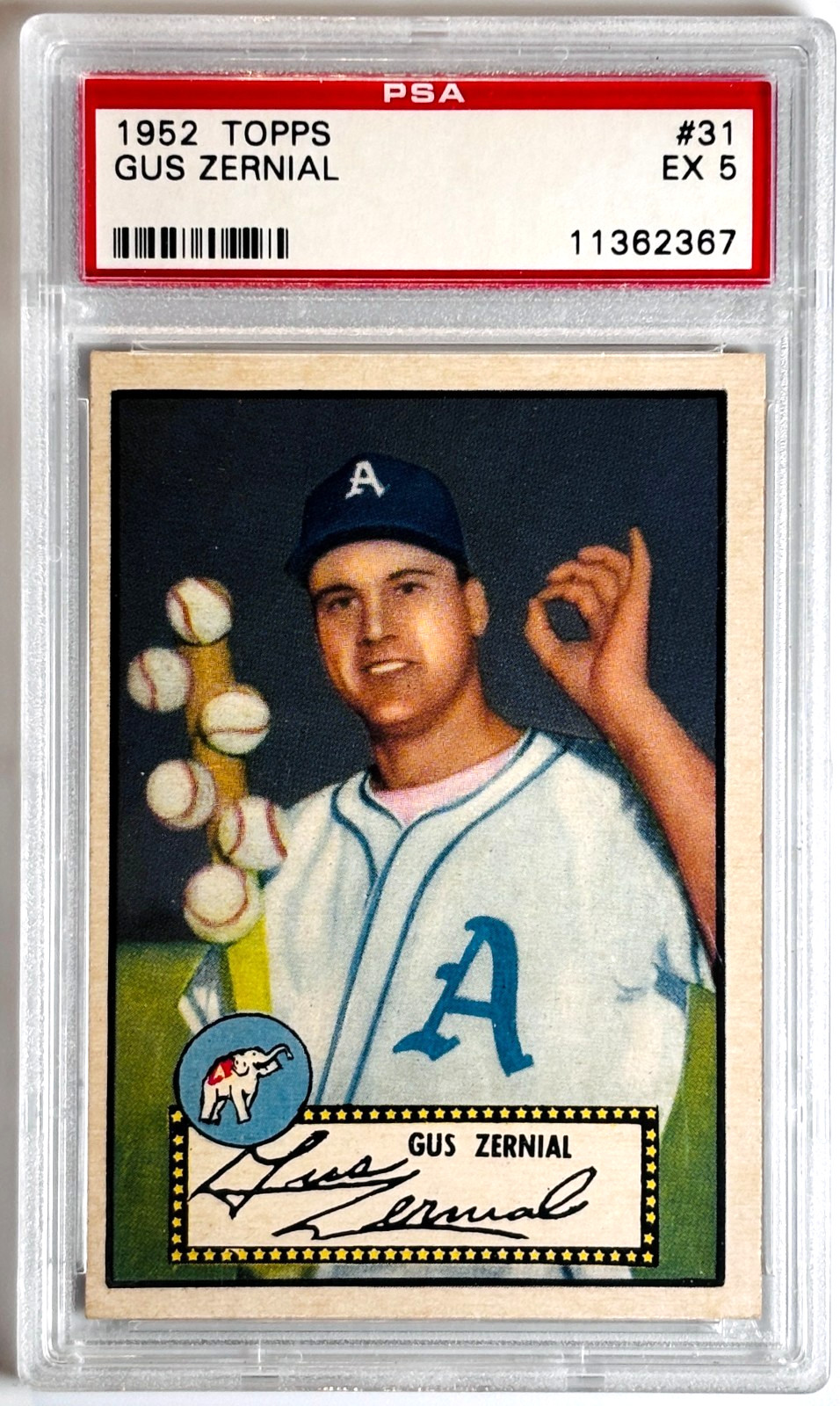 1952 Topps #31 Gus Zernial PSA 5 EX - Black Back 