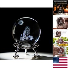 Exquisite 60mm Owl Crystal Sphere - Perfect Gift with Silver-Plated Stand