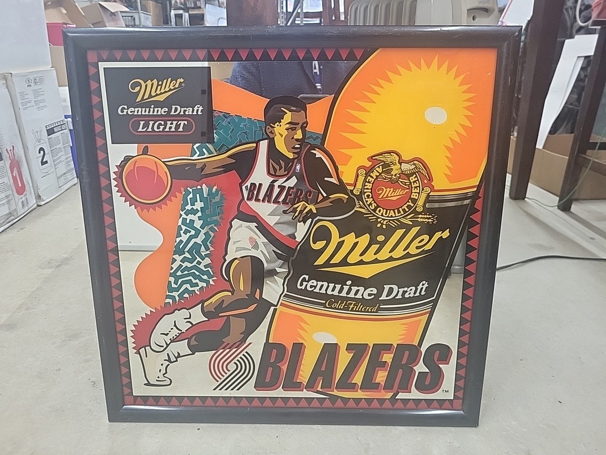 Miller Genuine Draft Light Portland Trailblazers Beer Mirror Sign