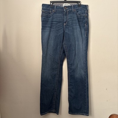 Ariat REAL Women Catalina Straight Jeans So 29 Blue Thick Stitch Denim 10037952