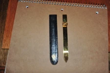 GUCCI Letter Opener Book Mark Gold Color in Blue Leather Sheath Made in Italy