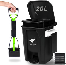 Dog Poop Trash Can outside with Foldable Pooper Scooper, 20L/5Gallon Dog Waste T