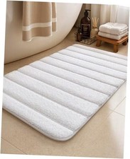 White Bathroom Rug,Absorbent and Ultra Soft Plush 24"x36" White-wide-weave