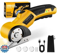 Zeleki Cordless Electric Scissors: 4V Rechargeable Cardboard Cutter, 3 Blades